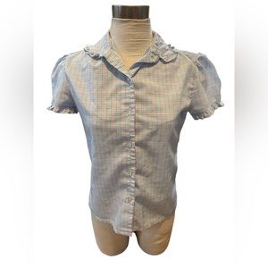 Super cute vintage ruffle detail Carousel  blouse